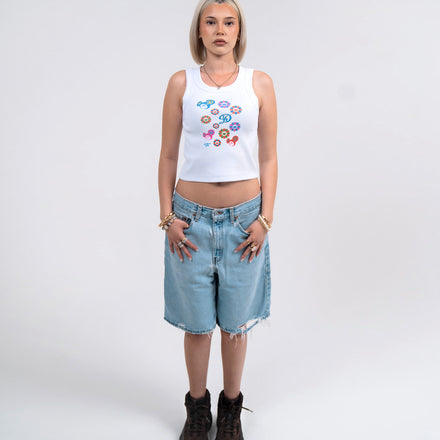 LA X TOKYO: WHITE CROP TANK 💐