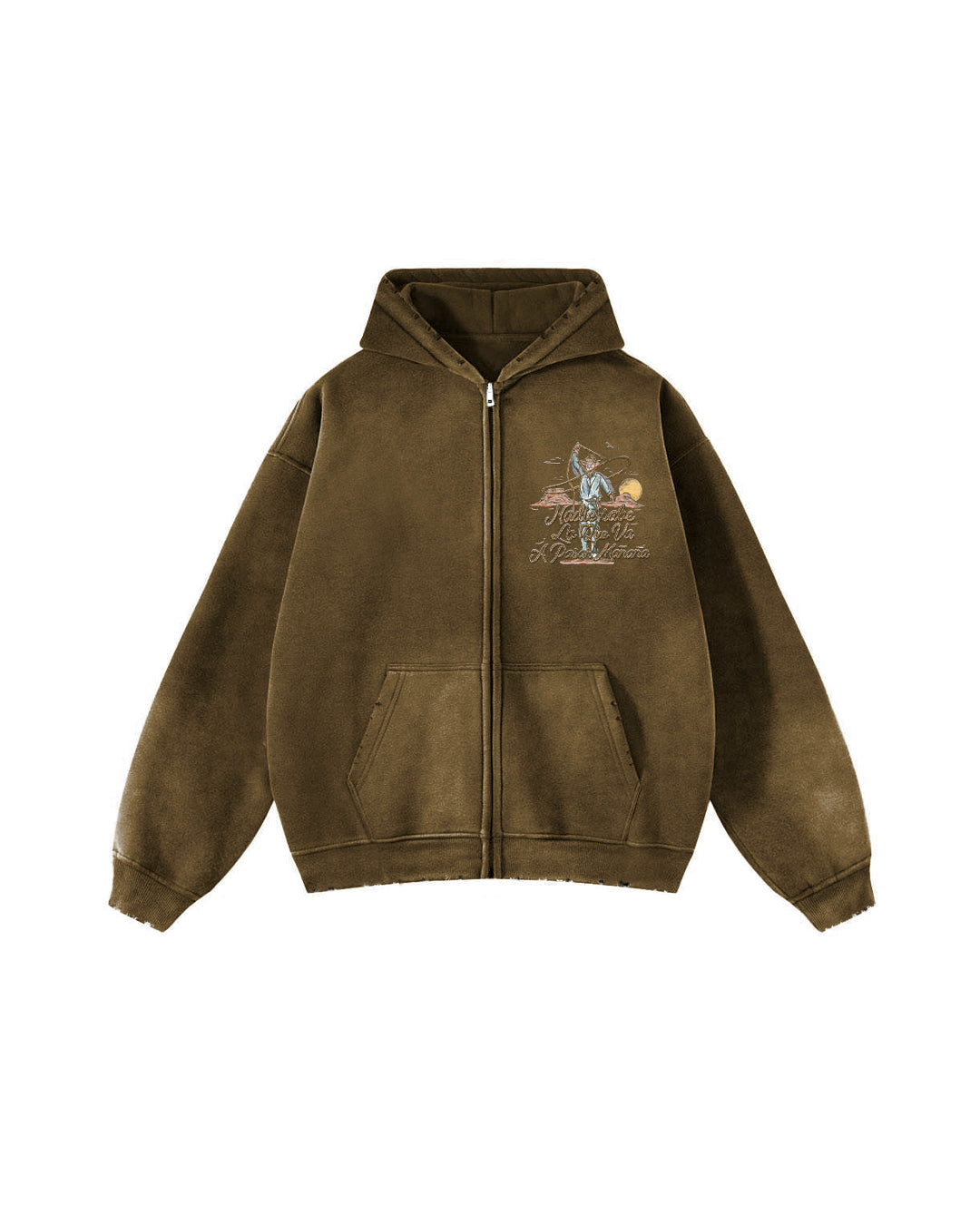 "Most Wanted" Desert Oasis Distressed Zip-Up