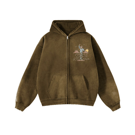 "Most Wanted" Desert Oasis Distressed Zip-Up